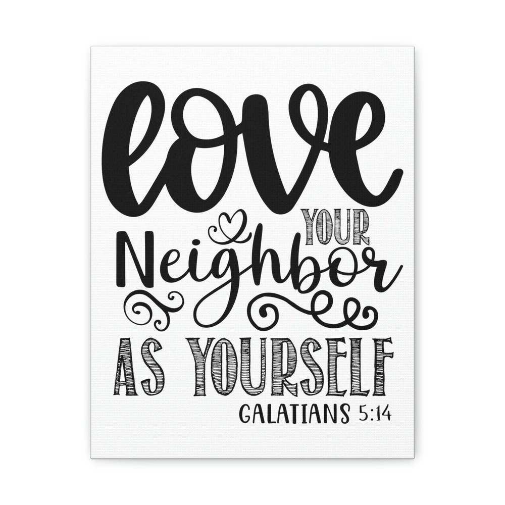 Scripture Sign Love Your Neighbor Galatians 5:14 Heart Christian Wall Art Print